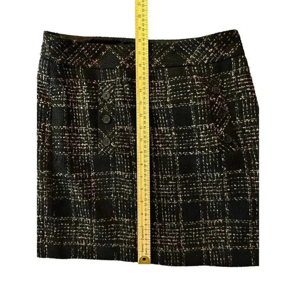 LOFT Ann Taylor Tweed Plaid Skirt women's size 6 black and beige - Picture 6 of 10